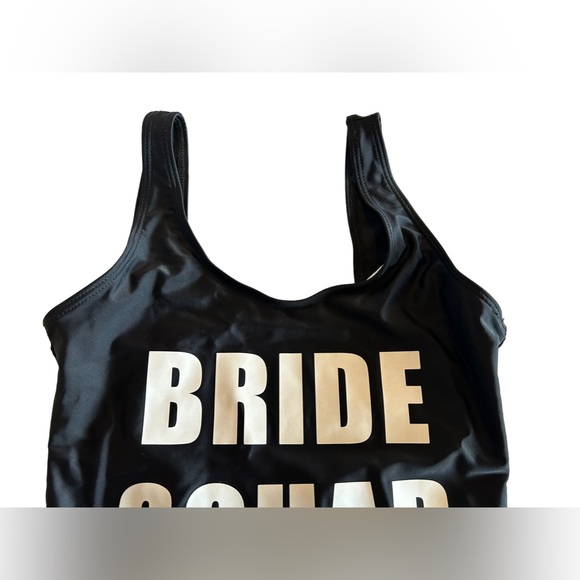 BRIDE SQUAD black one piece swimsuit with simple U back size small NWT - Picture 2 of 4